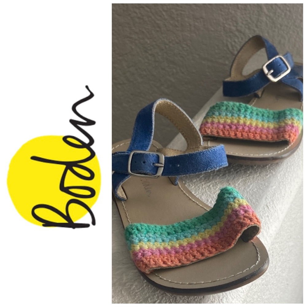 Mini Boden leather and rainbow knit toddler sandals